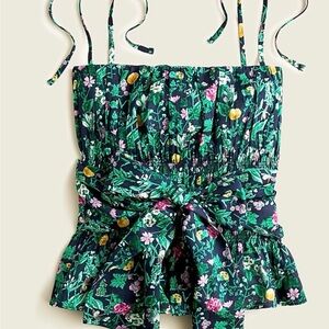 Tie-front cotton voile camisole in winter garden floral  set